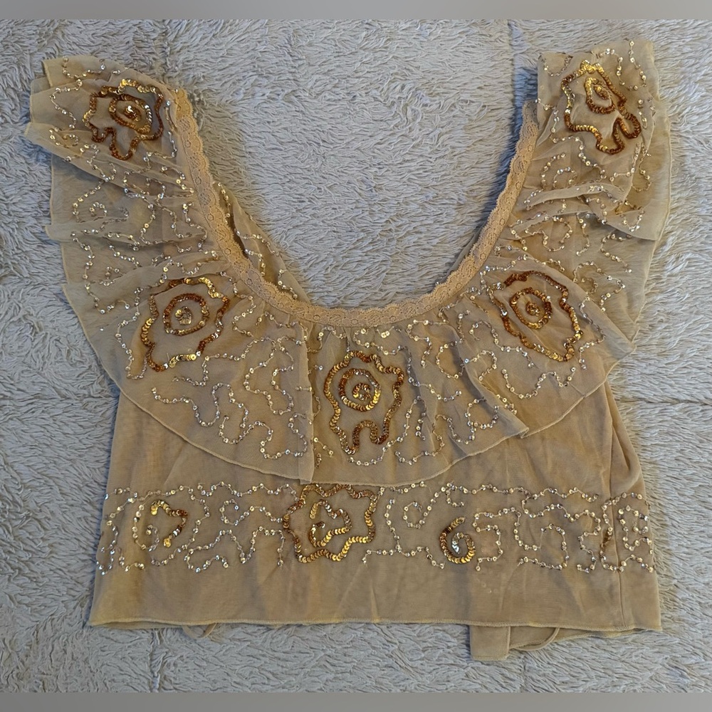 Moda International Cream Ruffled Embellished Blouse - Picture 4 of 16